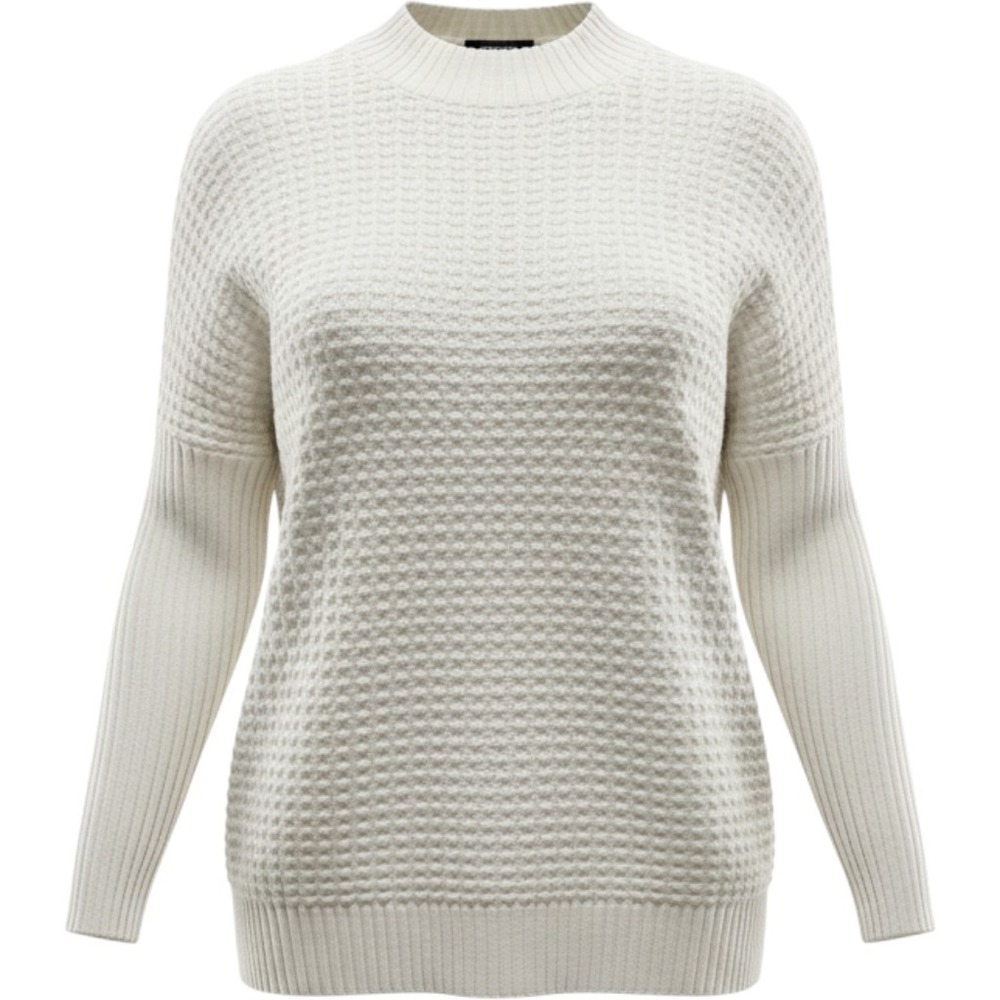 French Connection Sweater Womens XL White Excellent Popcorn Knit Mock Cotton